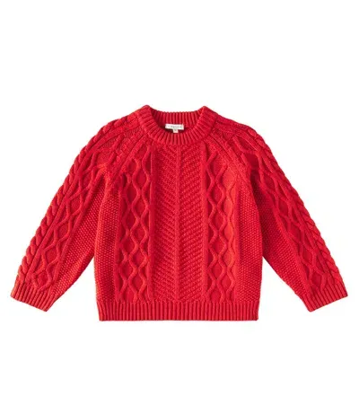 Liewood Kids' Callio Cable-knit Wool And Cotton Sweater In Rot