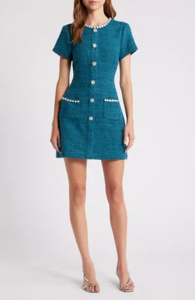 Likely Alani Embellished Tweed Mini Dress In Gulf Coast