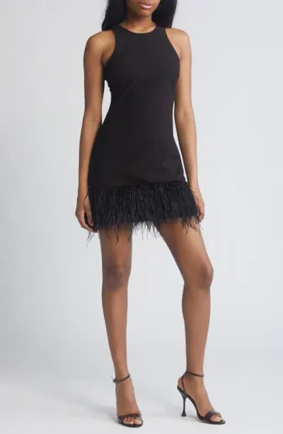 Likely Women's Cami Feather-hem Minidress In Black