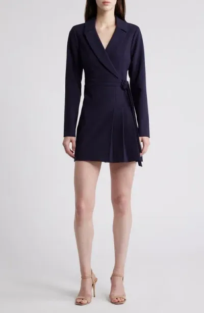 Likely Cherise Long Sleeve Faux Wrap Dress In Navy