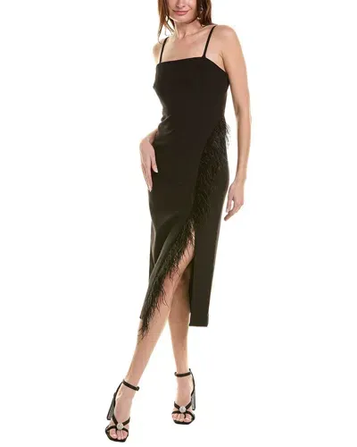 Likely Imani Feather Trim Midi Dress In Black