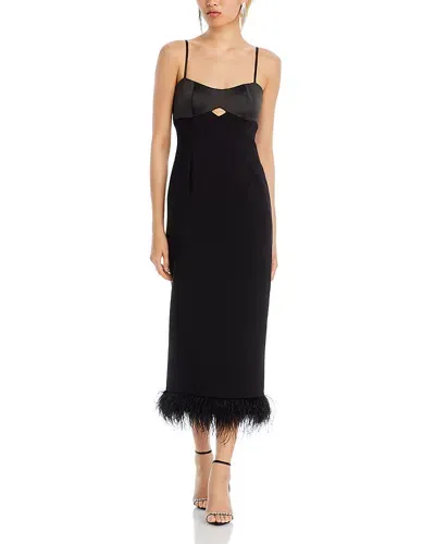 Likely Kalani Feather Trim Midi Dress In Black