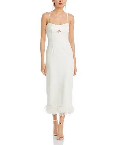 Likely Kalani Feather Trim Midi Dress In White