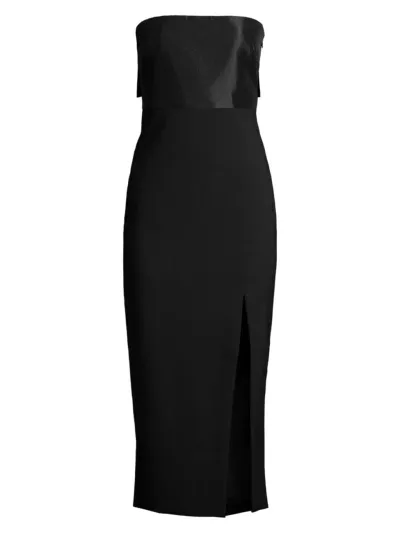 Likely Valerie Bow Back Mixed Media Midi Dress In Black