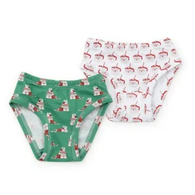 Lila And Hayes Babies'  Lauren Girls' Underwear Set In Hot Cocoa Santa/santa's Helper