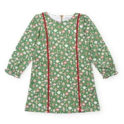 Lila And Hayes Kids'  Reese Ric Rac Girls' Dress In Retro Ornaments