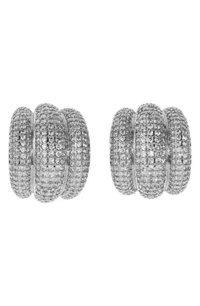 Lili Claspe Elsa Pavé Shield Half Hoop Earrings In Silver