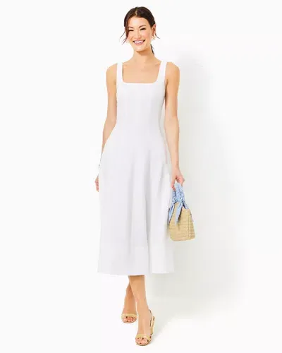 Lilly Pulitzer Calina Linen Midi Dress In Resort White