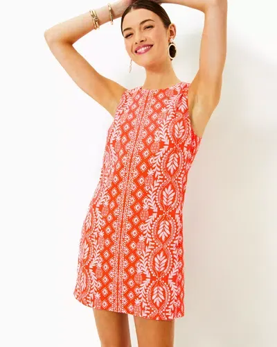 Lilly Pulitzer Edita Shift Dress In Flamingo Feather Harbour View Engineered Dress