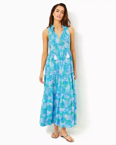 Lilly Pulitzer Malone Cotton Maxi Dress In Las Olas Aqua