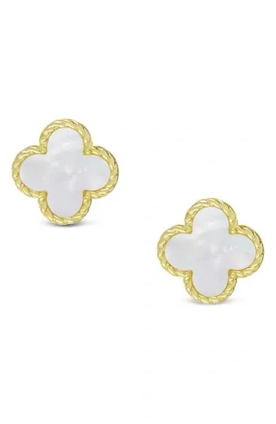 Lily Nily Kids' Mother-of-pearl Clover Stud Earrings In White