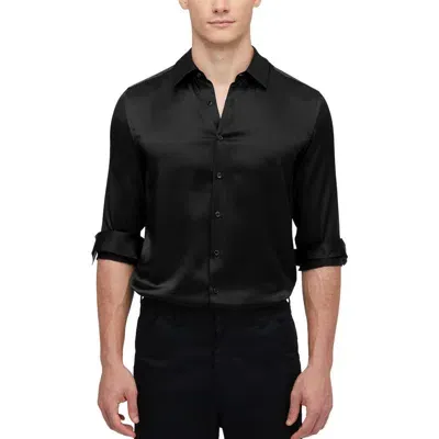 Lilysilk 22mm Mulberry Silk Basic Mens Shirt In Black