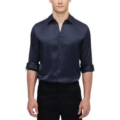 Lilysilk 22mm Mulberry Silk Basic Mens Shirt In Navy Blue