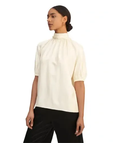 Lilysilk Ajuga Silk Twill Blouse Top In Lily White