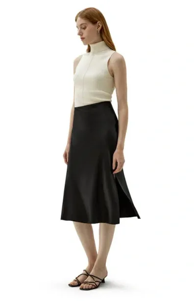 Lilysilk Minimalist Aesthetic Silk Poppy Skirt In Black