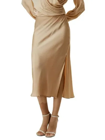 Lilysilk Minimalist Aesthetic Silk Poppy Skirt In Light Camel