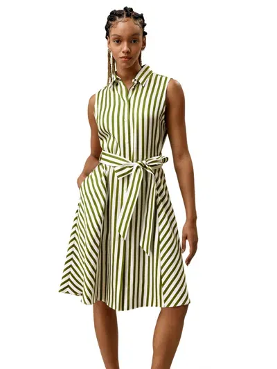 Lilysilk Silk Striped Sleeveless Dress For Women In Yellow