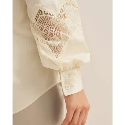 Lilysilk The Armeria Lace Silk Blouse In Lily White