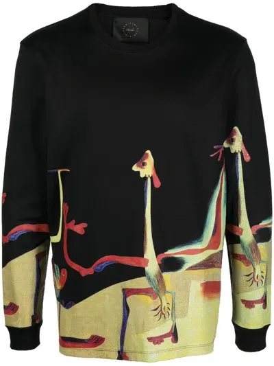 Limitato Printed Long-sleeved T-shirt In Black