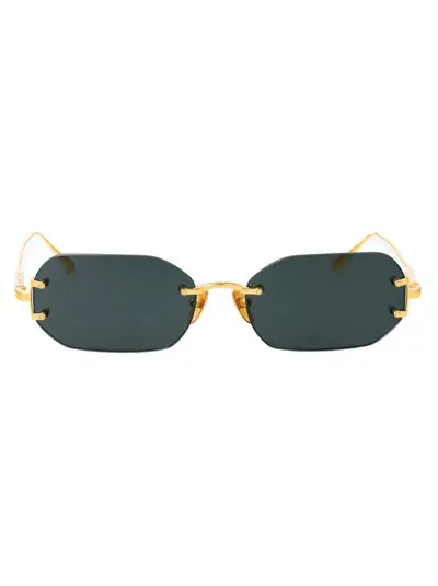 Linda Farrow Sunglasses In Yellowgold/deepgreen