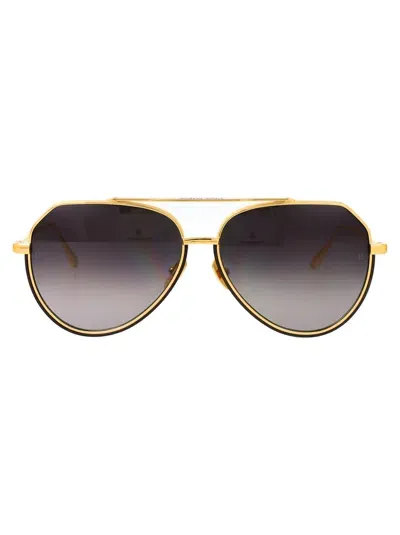 Linda Farrow Sunglasses In Yellowgold/mattblack/greygrad