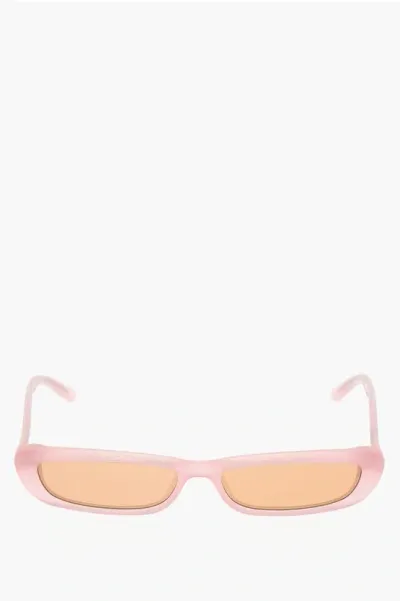 Linda Farrow The Attico Solid Color Rectangular Thea Sunglasses In Pink