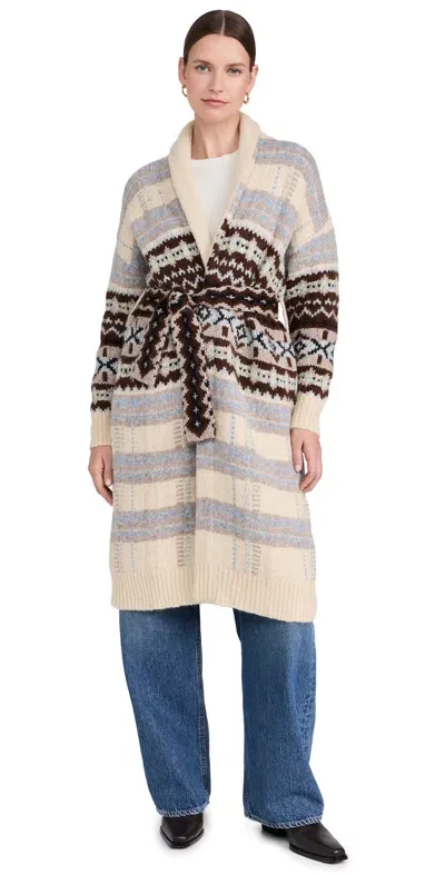 Lingua Franca Bianca Plaid Fair Isle Robe Ivory Plaid