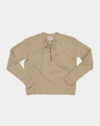 Lingua Franca The End Lace-up Guernsey Pullover In Linen