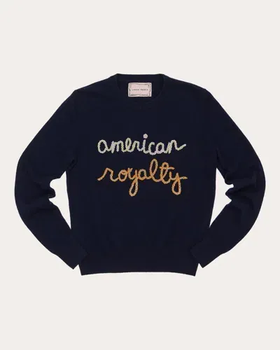 Lingua Franca Women's "american Royalty" Embroidered Cashmere Sweater In Blue