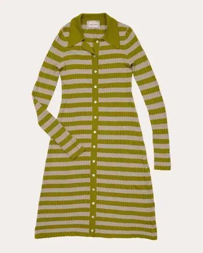 Lingua Franca Women's Morrissey Striped Jacquard-knit Midi Dress In Olive Oil