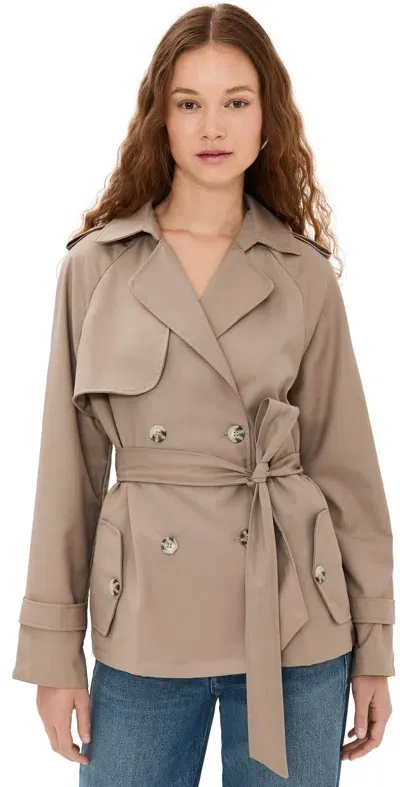 Lioness Cropped Trencherous Coat Mushroom In Beige