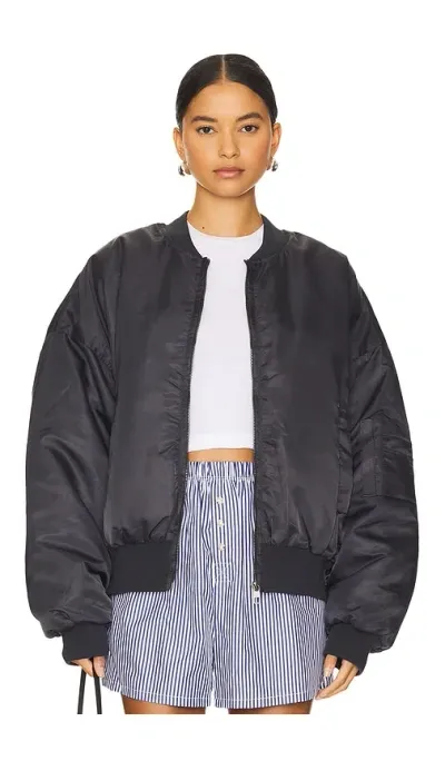 Lioness Essential Bomber Jacket In Dark Slate