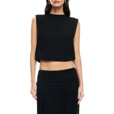 Lioness Field Of Dreams Bubble Hem Crop Top In Onyx