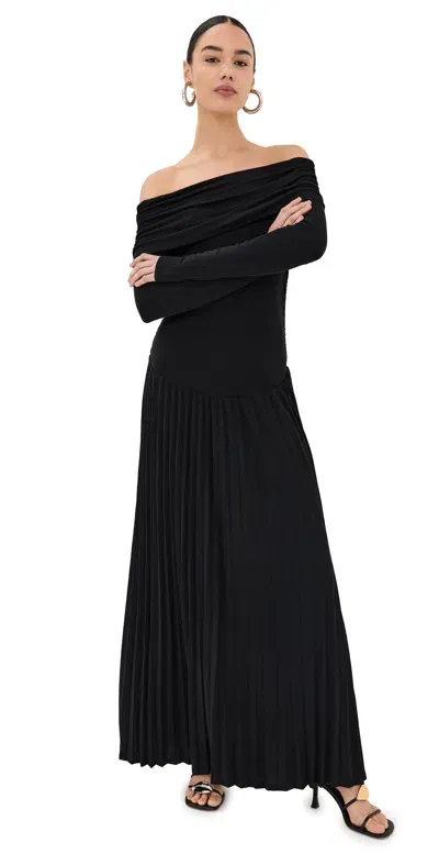 Lioness Field Of Dreams Long Sleeve Maxi Dress Onyx In Black