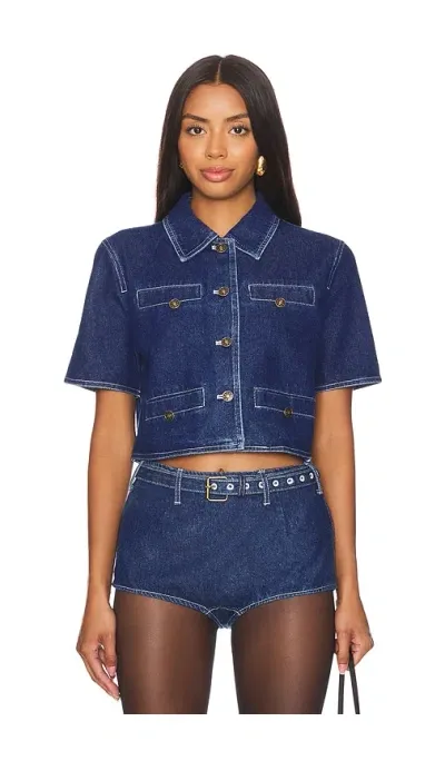 Lioness Halston Denim Top In Blue