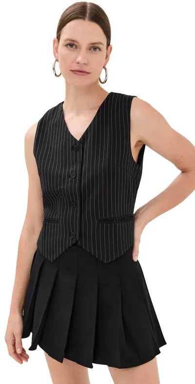 Lioness Heiress Vest Onyx Pinstripe