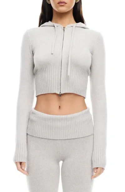 Lioness Muse Crop Knit Hoodie In Cloud