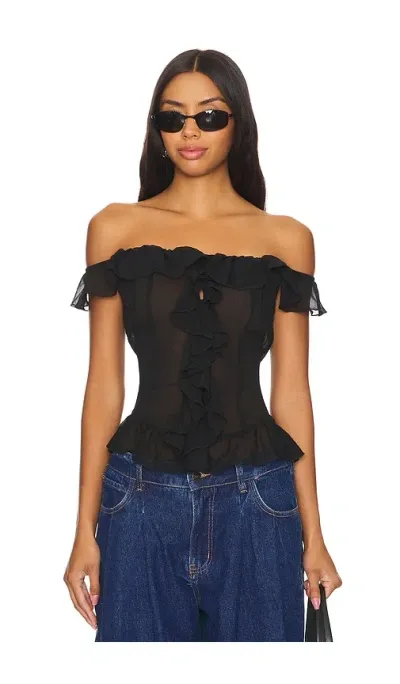 Lioness Timeless Ruffle Top In Onyx