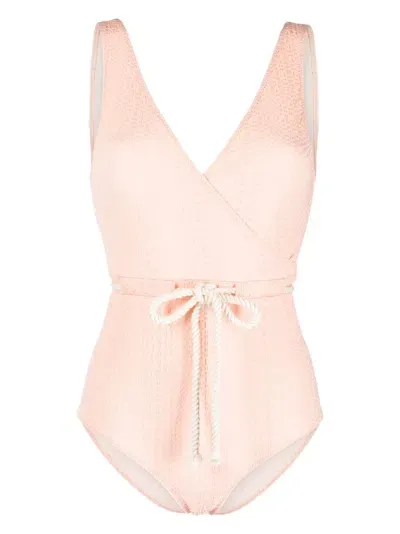 Lisa Marie Fernandez Yasmin Drawstring One-piece Swimsuit In Coral