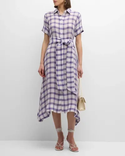 Lisa Marie Fernandez Classic Shirt Dress Lavender Gingham Chios Gauze In Lgcg