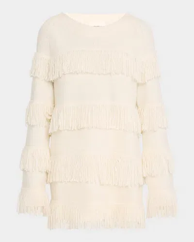 Lisa Yang Agneta Fringe-trim Cashmere Sweater In Ivory