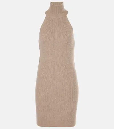 Lisa Yang Carmen Ribbed-knit Cashmere Minidress In Beige