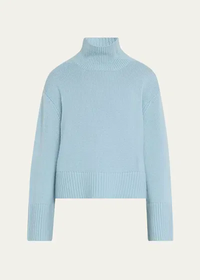 Lisa Yang Fleur Cashmere Drop-shoulder Turtleneck Sweater In Powder Blue