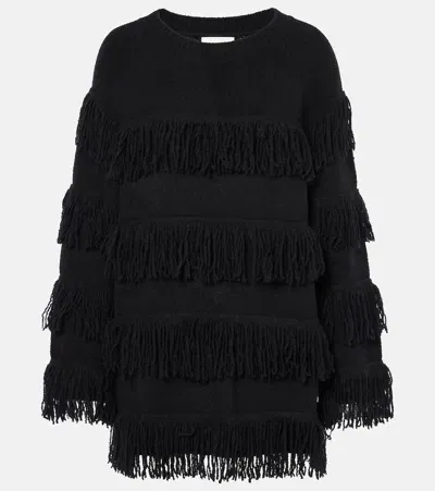 Lisa Yang Fringed Cashmere-blend Sweater In Black