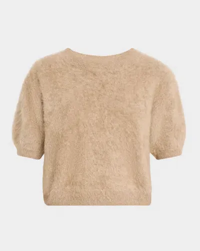 Lisa Yang Juniper Cropped Brushed Cashmere Sweater In Mole Brushed