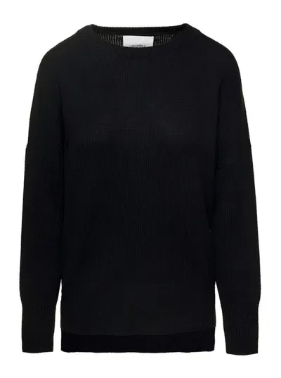 Lisa Yang 'mila' Black Sweater With Ribbed Trim In Cashmere Woman