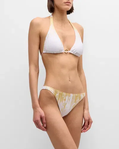 Lise Charmel Feuille D'or Triangle Bikini Top In Ob/or Sur Blanc