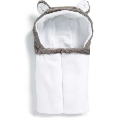 Little Giraffe Kids'  Luxe Faux Fur Hooded Towel In Charcoal