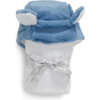 Little Giraffe Kids'  Luxe Faux Fur Hooded Towel In Cornflower