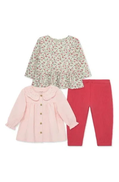 Little Me Babies'  Rose 3-piece Tops & Leggings Set In Pink